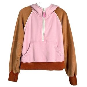 NWT! Offline by Aerie, Colorblock 1/4 Zip Hooded Sweatshirt Pullover, Size Med